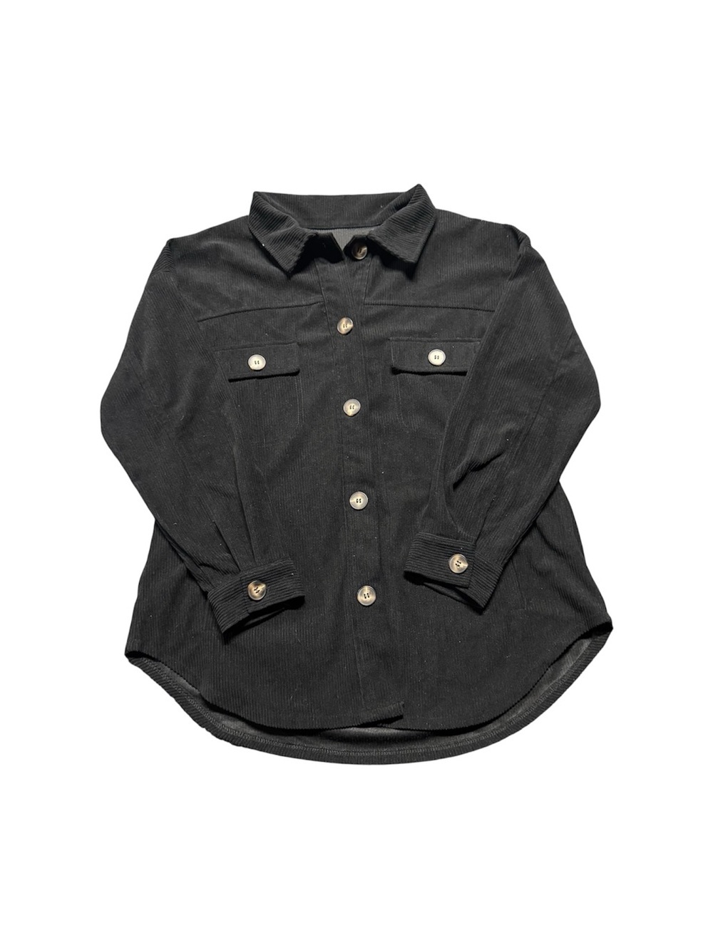 Black Ribbed Button Front Shacket Jacket Women’s Small